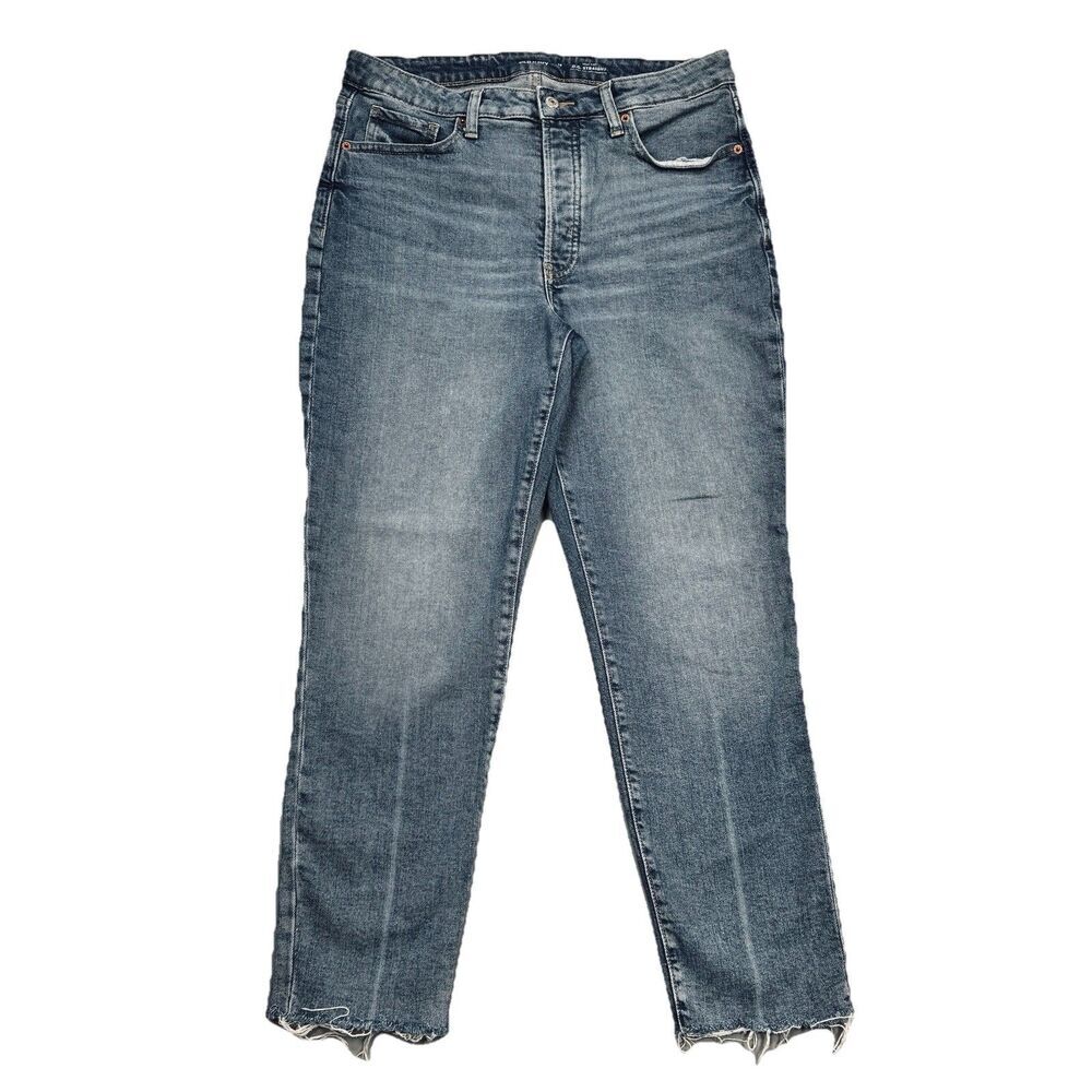 Old Navy OG Straight Button Fly Jeans 12 (31x26.5) Blue Tapered Ankle Womens